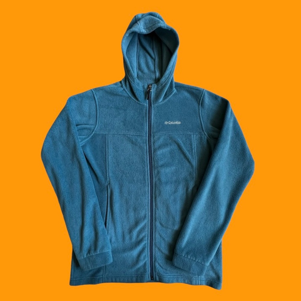 Columbia Fleece Sweater Teal Blue Zip Warm Soft Winter Youth XL 18/20